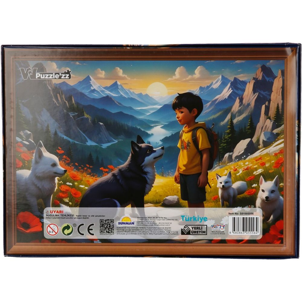 Puzzle Witty Puzzlezz, Baietel cu lupi in munti, 250 piese