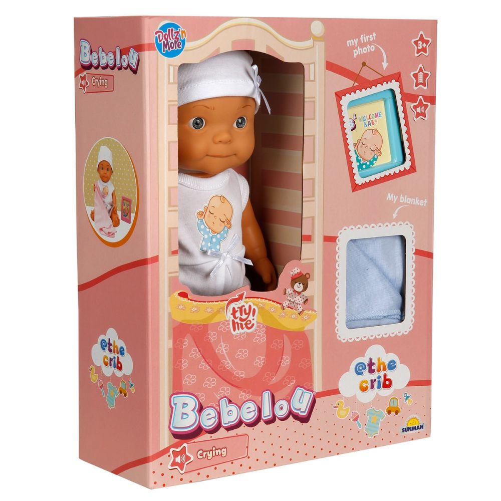 Papusa bebelus, Dollz n More, Bebelou, Welcome Baby, 30 cm, Albastru