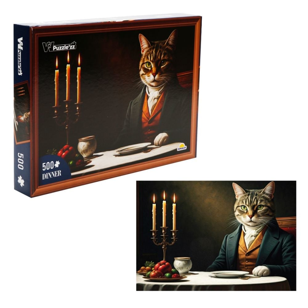 Puzzle Witty Puzzlezz, Pisica in costum, 500 piese