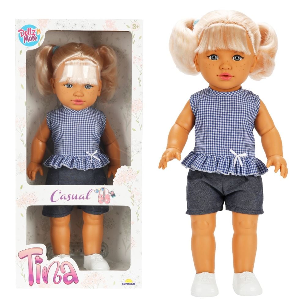 Papusa Dollz And More, Tina in tinuta casual, Albastru, 45 cm