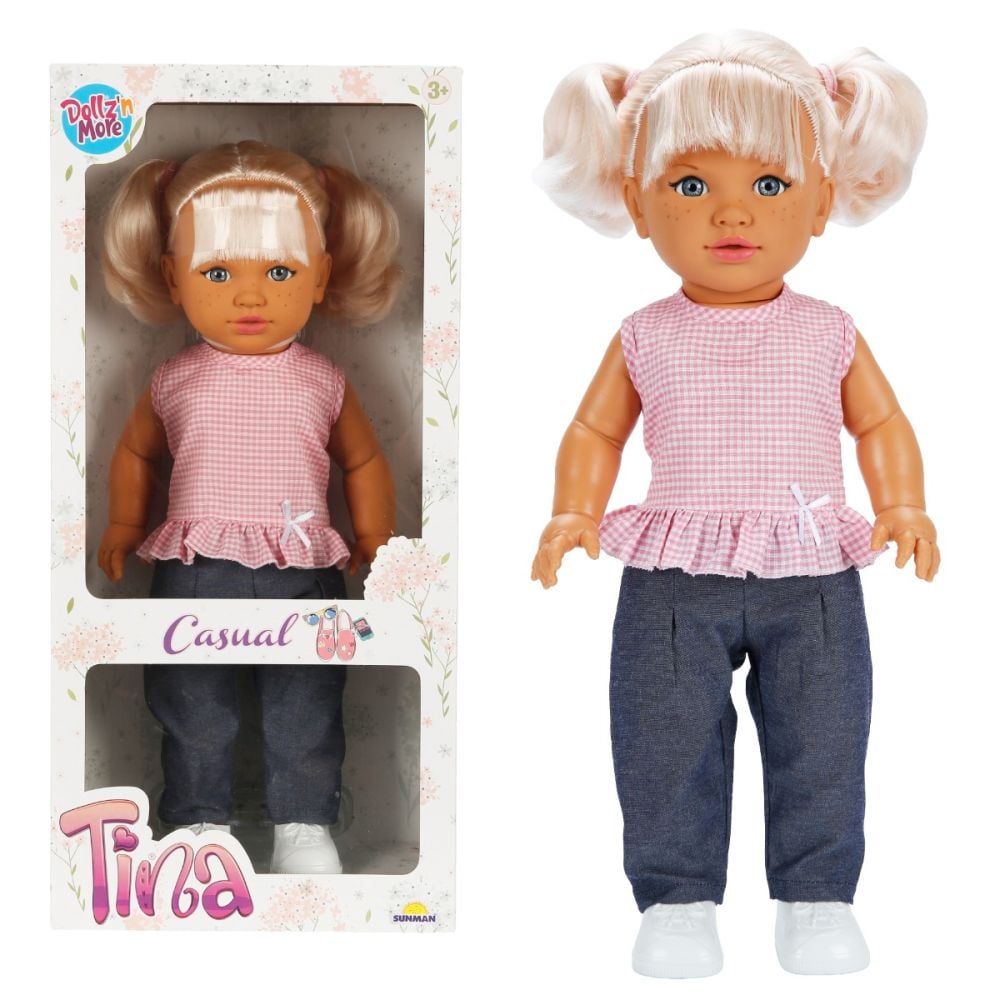 Papusa Dollz And More, Tina in tinuta casual, Roz, 45 cm