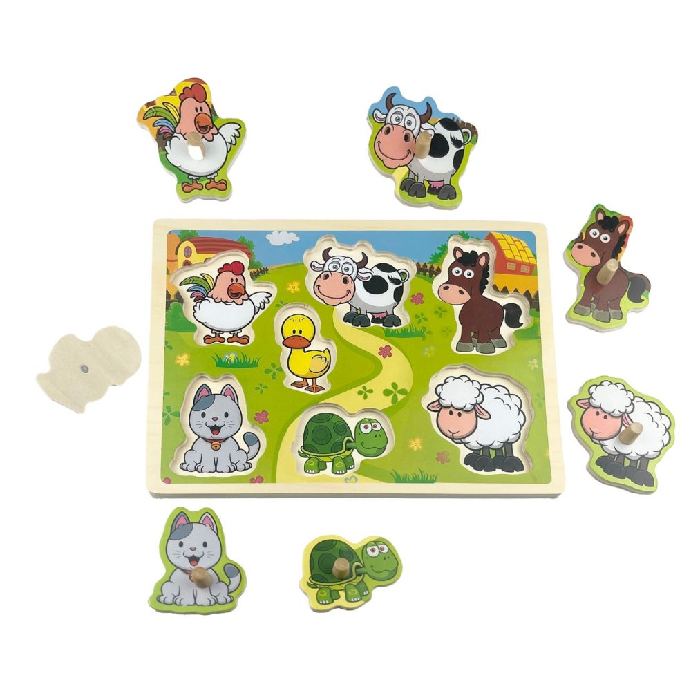 Puzzle din lemn, Animale domestice, 7 piese