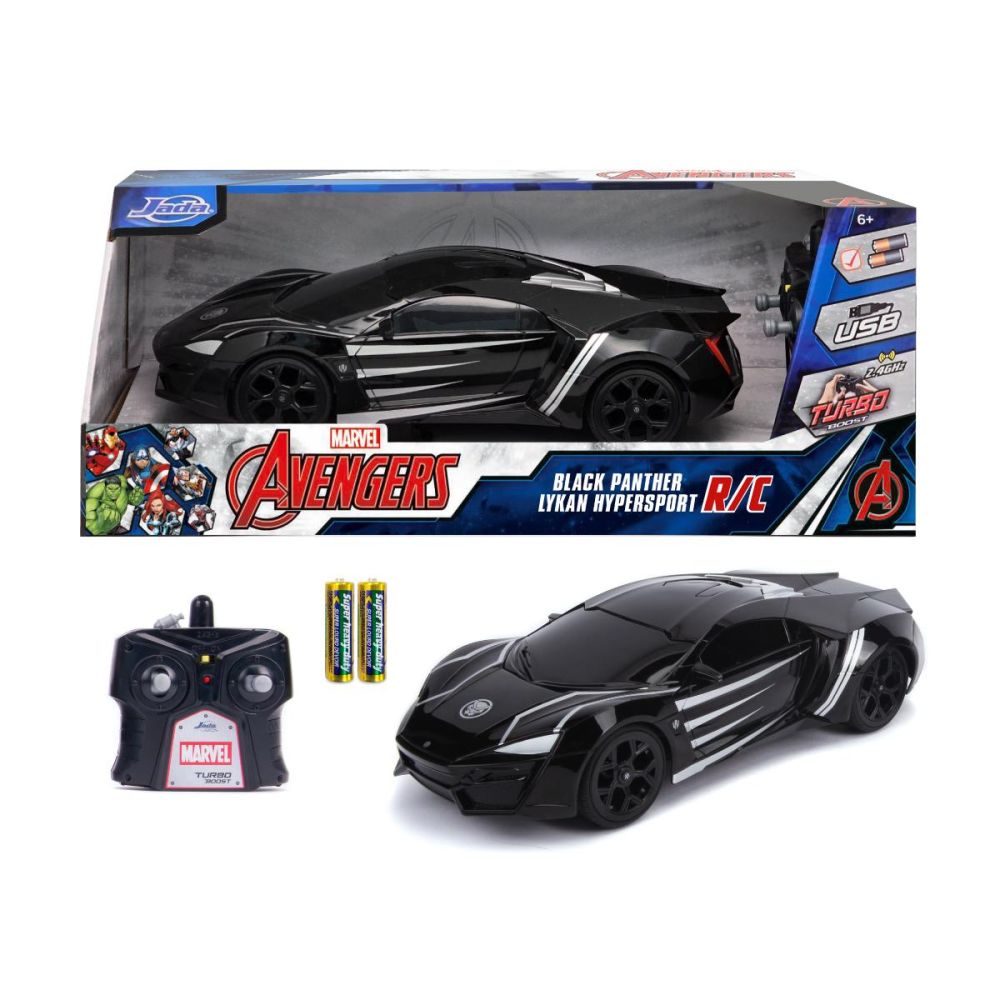 Masina cu telecomanda, Jada, Marvel Avengers, Black Panther, Lykan Hypersport, 1:16