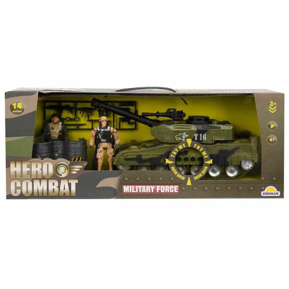 Set vehicul militar cu figurine, Hero Combat, Tanc