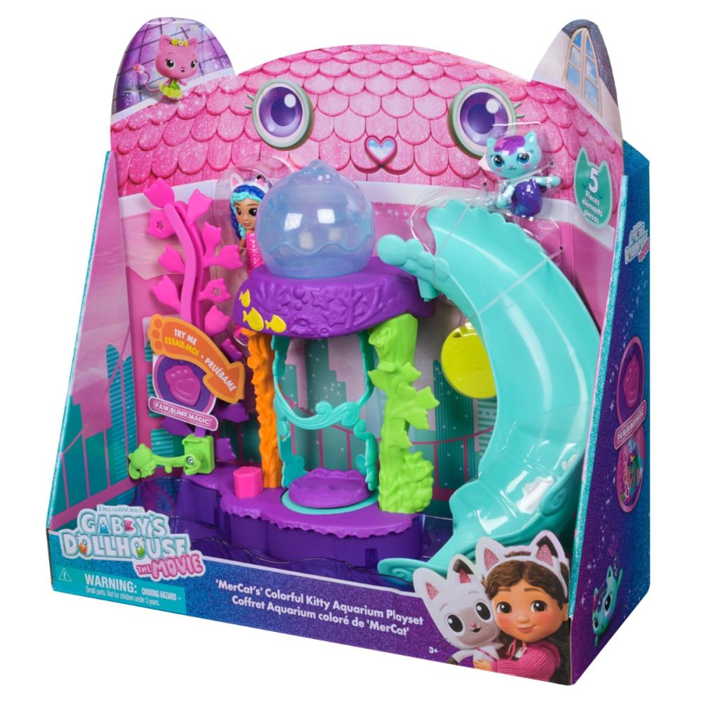 Set de joaca cu figurine, Gabbys Dollhouse, Mer-Cats Colorful Kitty Aquarium, 6074401