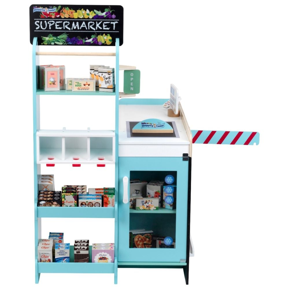 Set supermarket din lemn, Klein, Shopping Center, 58 piese