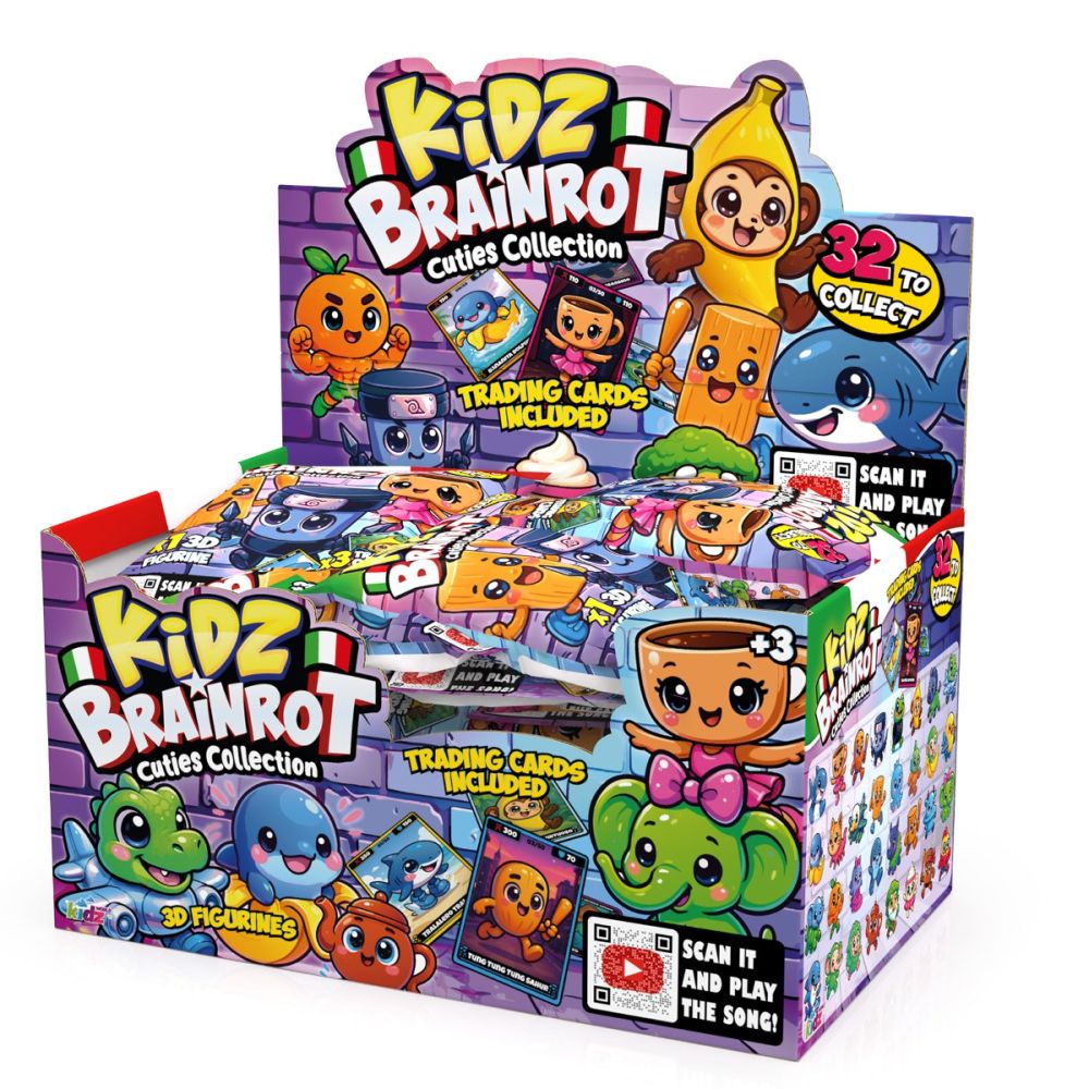 Figurina surpriza si 3 carduri de colectie, Kidz Brainrot, Cuties Collection