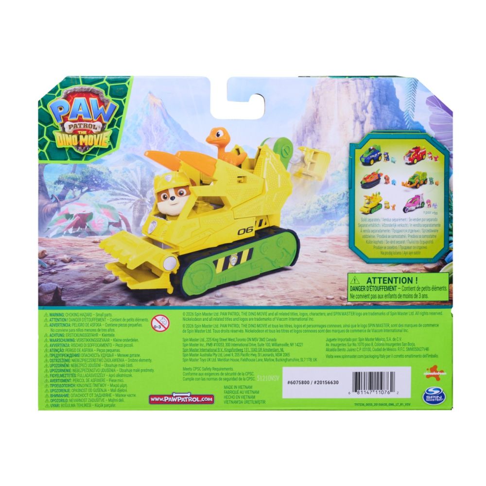 Vehicul de salvare cu figurina, Paw Patrol, Dino Rescue Bulldozer, Rubble, 6075771