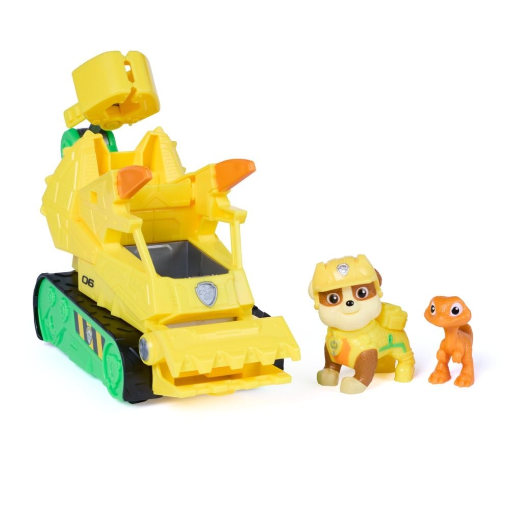 Vehicul de salvare cu figurina, Paw Patrol, Dino Rescue Bulldozer, Rubble, 6075771