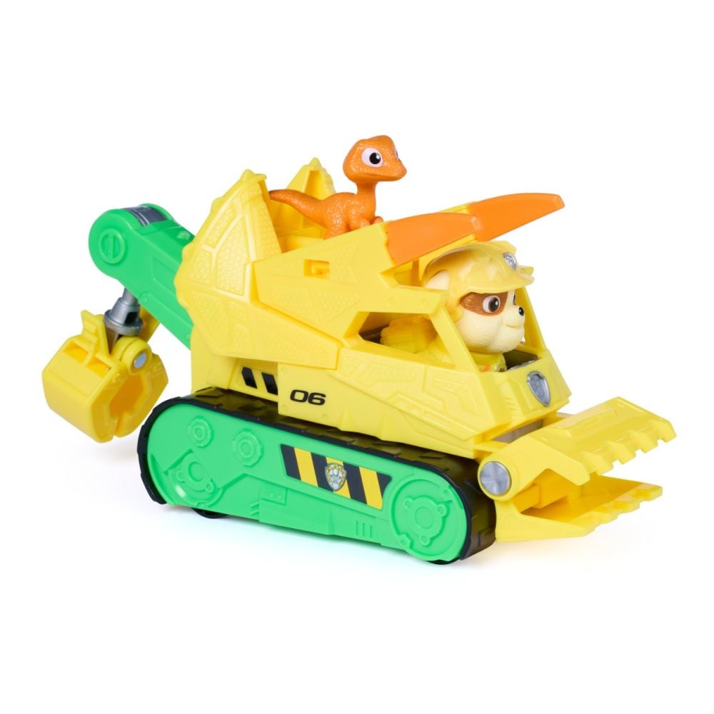 Vehicul de salvare cu figurina, Paw Patrol, Dino Rescue Bulldozer, Rubble, 6075771
