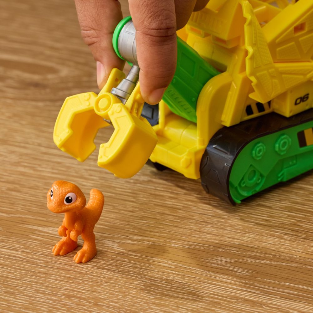 Vehicul de salvare cu figurina, Paw Patrol, Dino Rescue Bulldozer, Rubble, 6075771