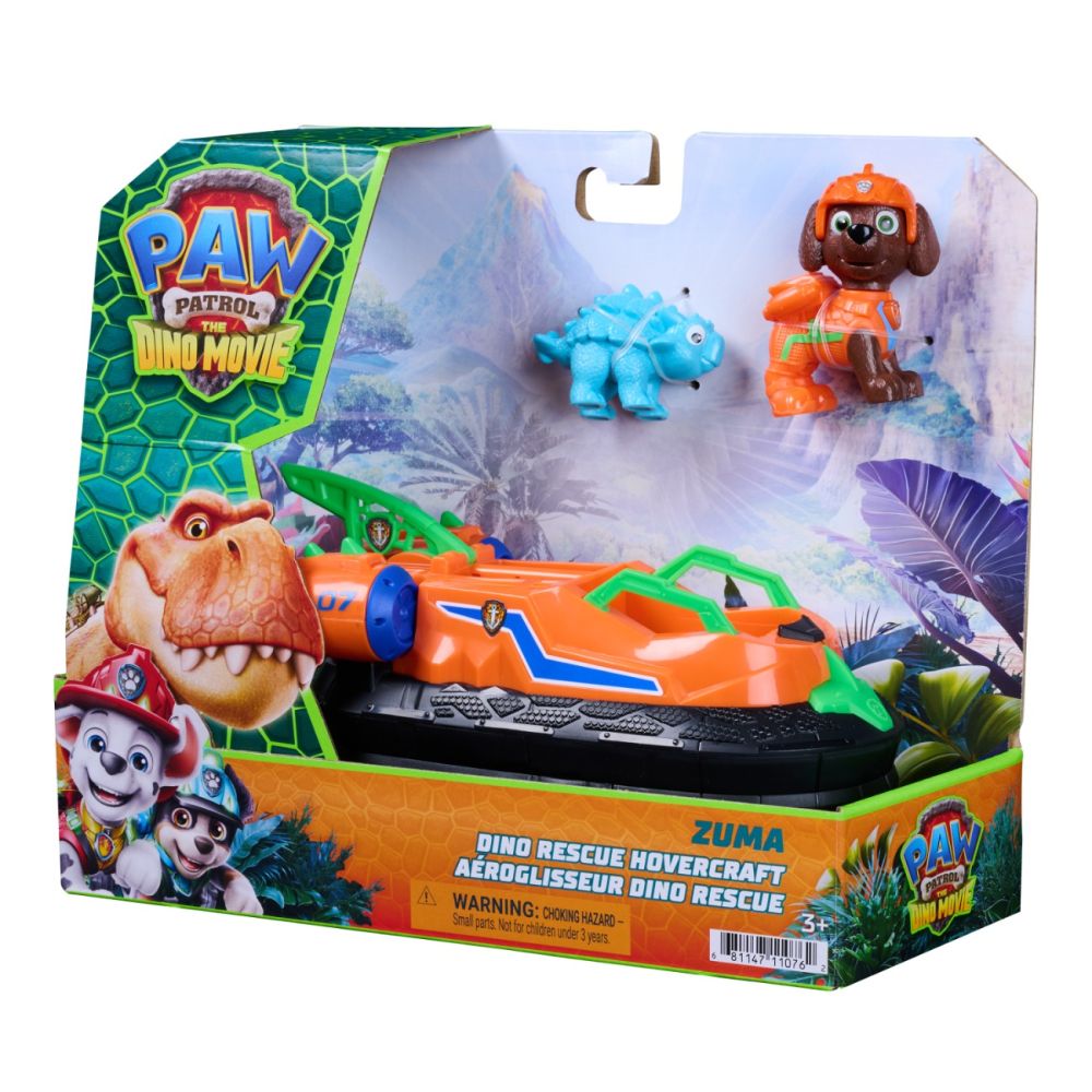 Vehicul de salvare cu figurina, Paw Patrol, Dino Rescue Hovercraft, Zuma, 6075773