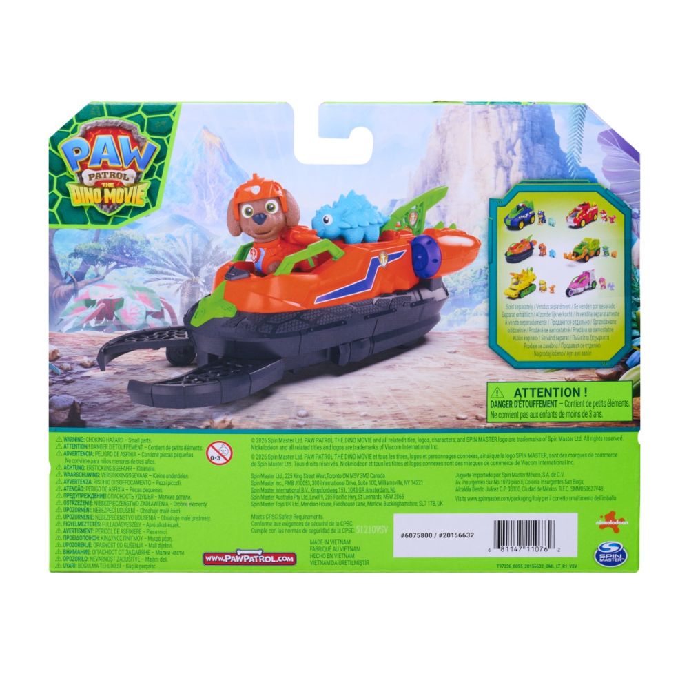 Vehicul de salvare cu figurina, Paw Patrol, Dino Rescue Hovercraft, Zuma, 6075773
