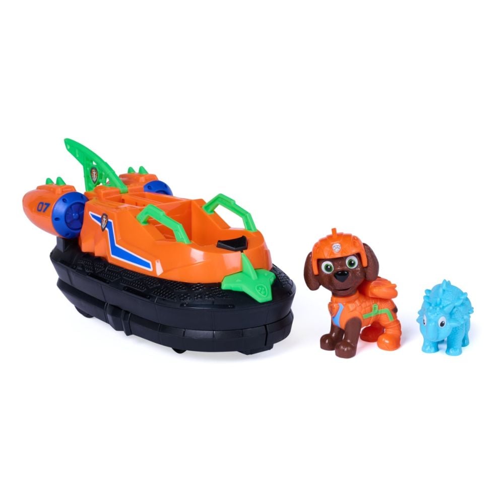 Vehicul de salvare cu figurina, Paw Patrol, Dino Rescue Hovercraft, Zuma, 6075773