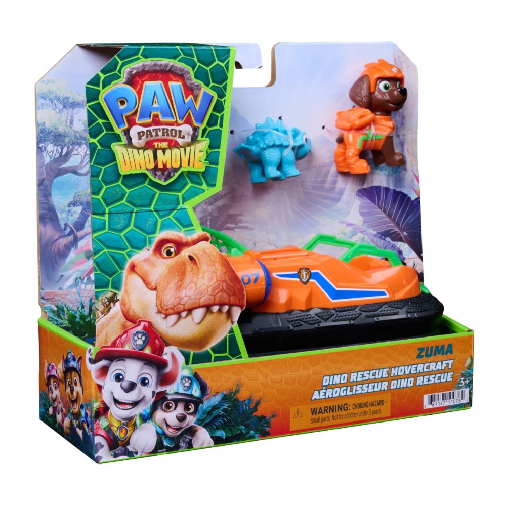 Vehicul de salvare cu figurina, Paw Patrol, Dino Rescue Hovercraft, Zuma, 6075773