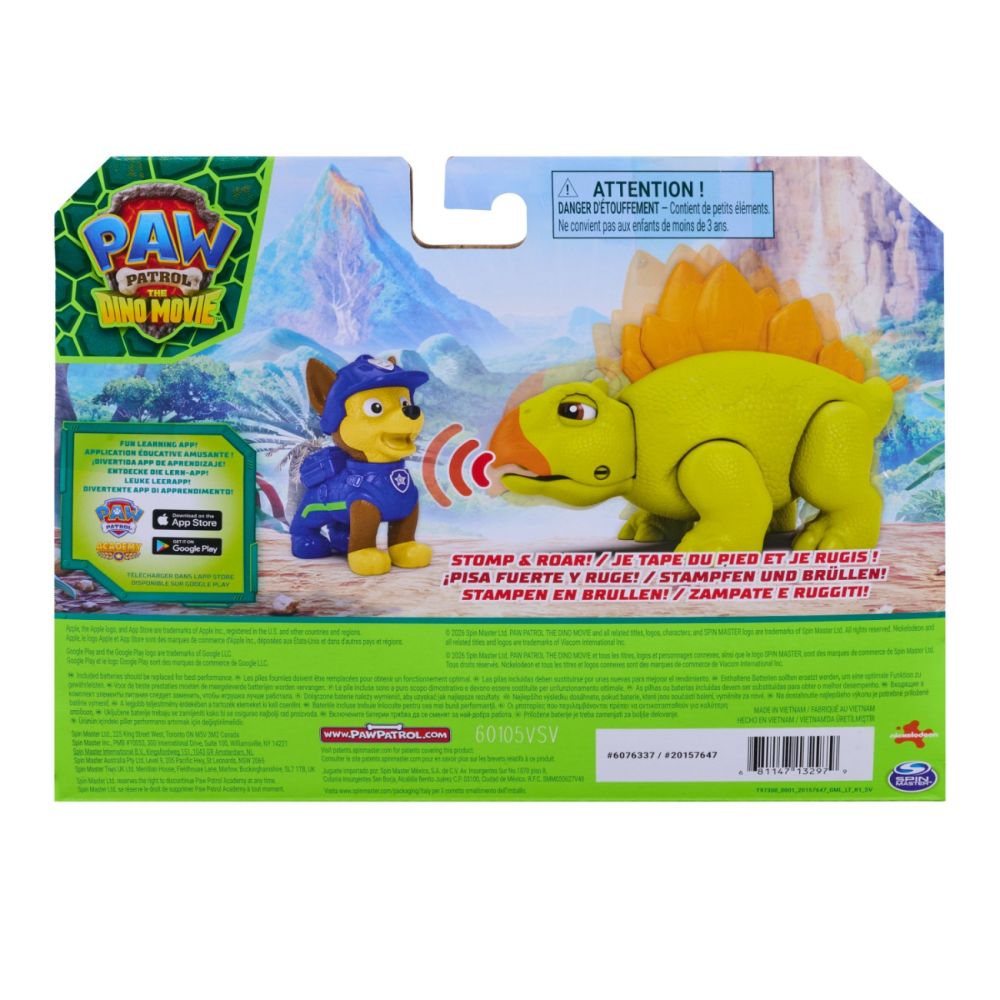 Set dinozaur cu figurina, Paw Patrol, Roaring Pup Pals, Chase, 20157647