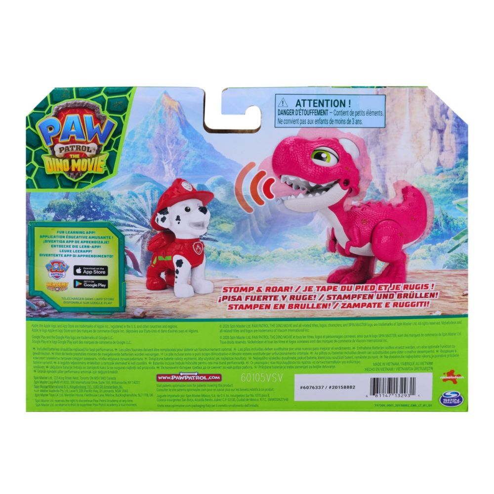 Set dinozaur cu figurina, Paw Patrol, Roaring Pup Pals, Marshall, 20158882