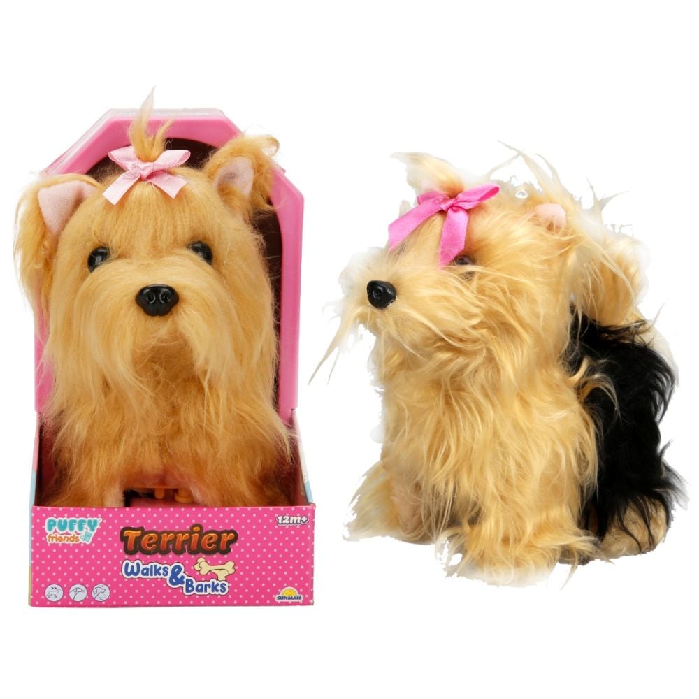Jucarie de plus interactiva, catelus Terrier, Puffy Friends