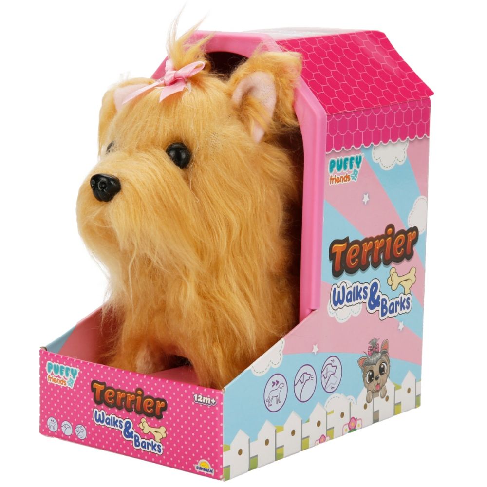 Jucarie de plus interactiva, catelus Terrier, Puffy Friends
