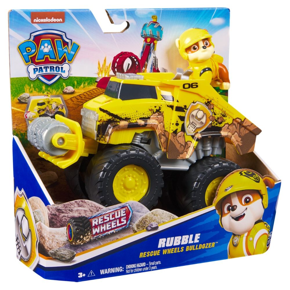 Masinuta cu figurina, Paw Patrol, Rescue Wheels Bulldozer, Rubble, 20145822