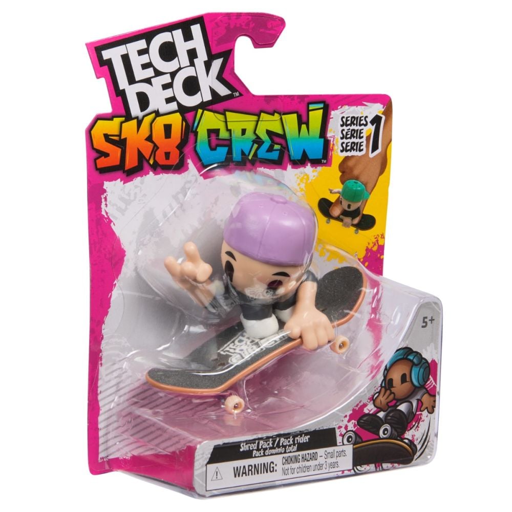Set mini skateboard cu figurina, Tech Deck, SK8 Crew, 20148755