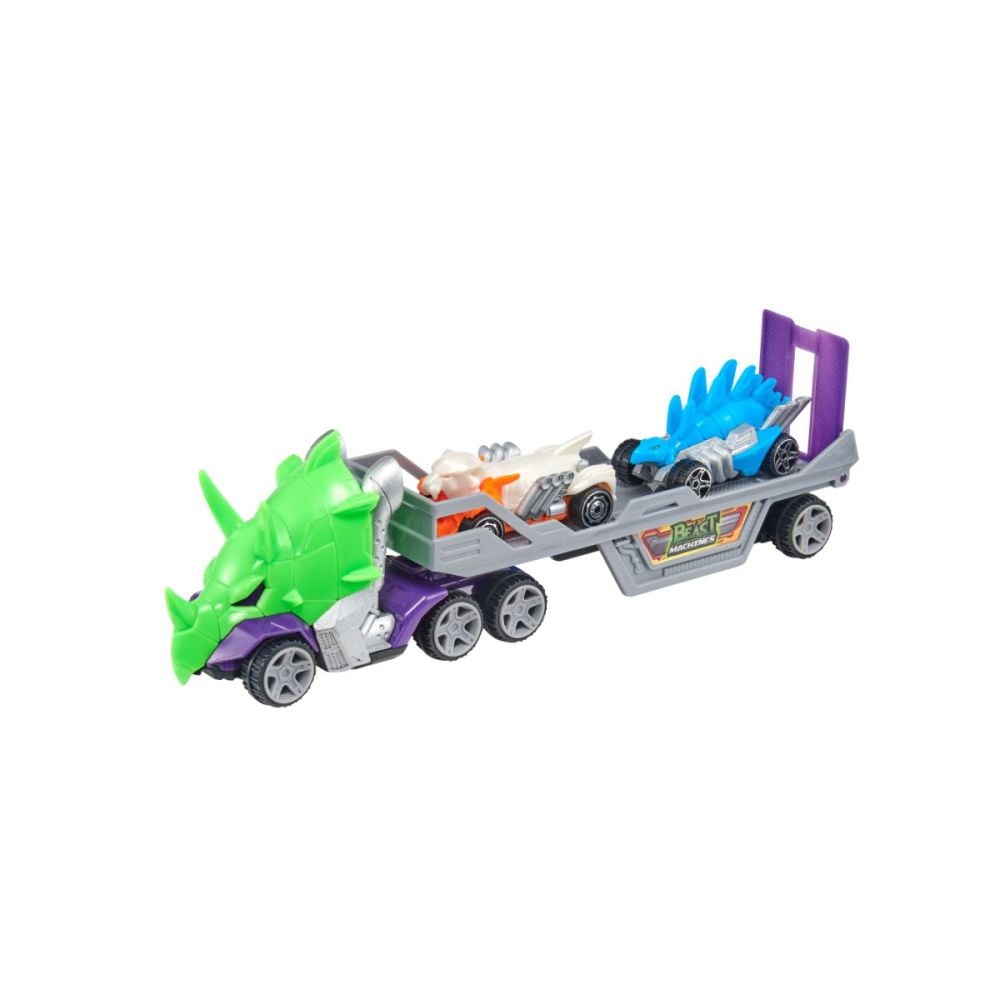 Transportator cu 2 masini, Teamsterz Beast Machines Mover, Alb-Albastru