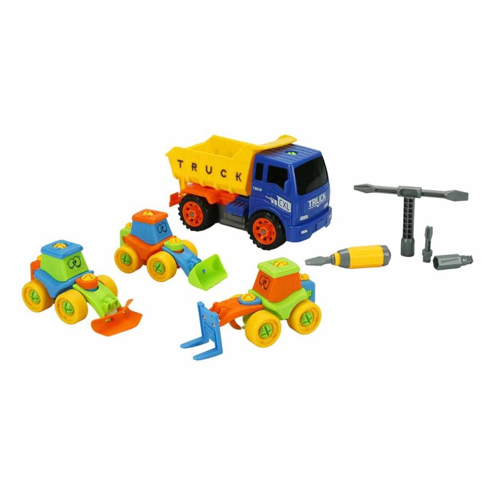 Set 4 vehicule de constructie si accesorii, Zapp Toys, Basculanta