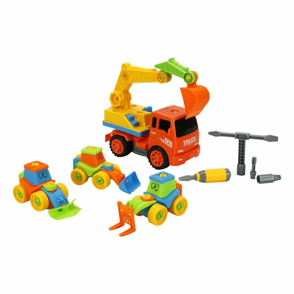 Set 4 vehicule de constructie si accesorii, Zapp Toys, Excavator