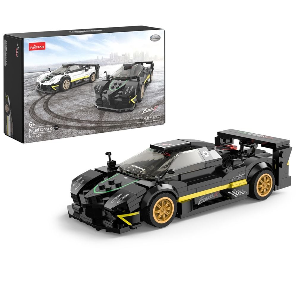 Set constructie masinuta, Rastar, Pagani Zonda R Negru, 1:28, 387 piese