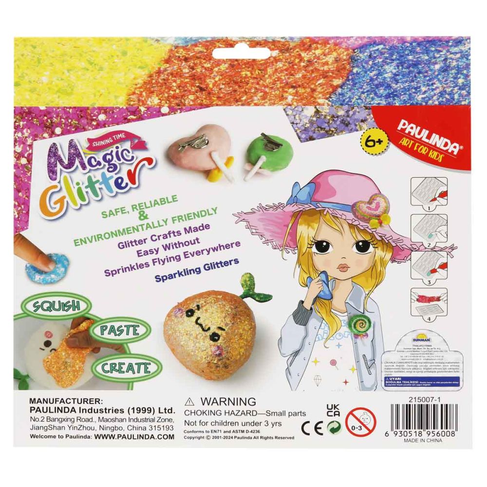 Set de creatie cu sclipici Paulinda, Magic Glitter 3In1, Plush Brooch Design