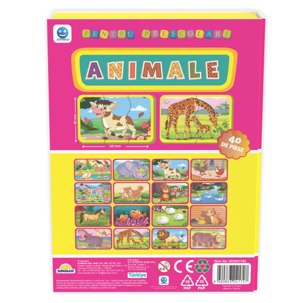 Joc educativ, Smile Games, Primele animale, 40 piese