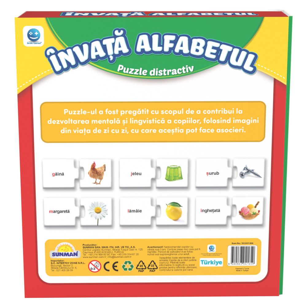 Puzzle Smile Games, Sa invatam alfabetul, 60 piese