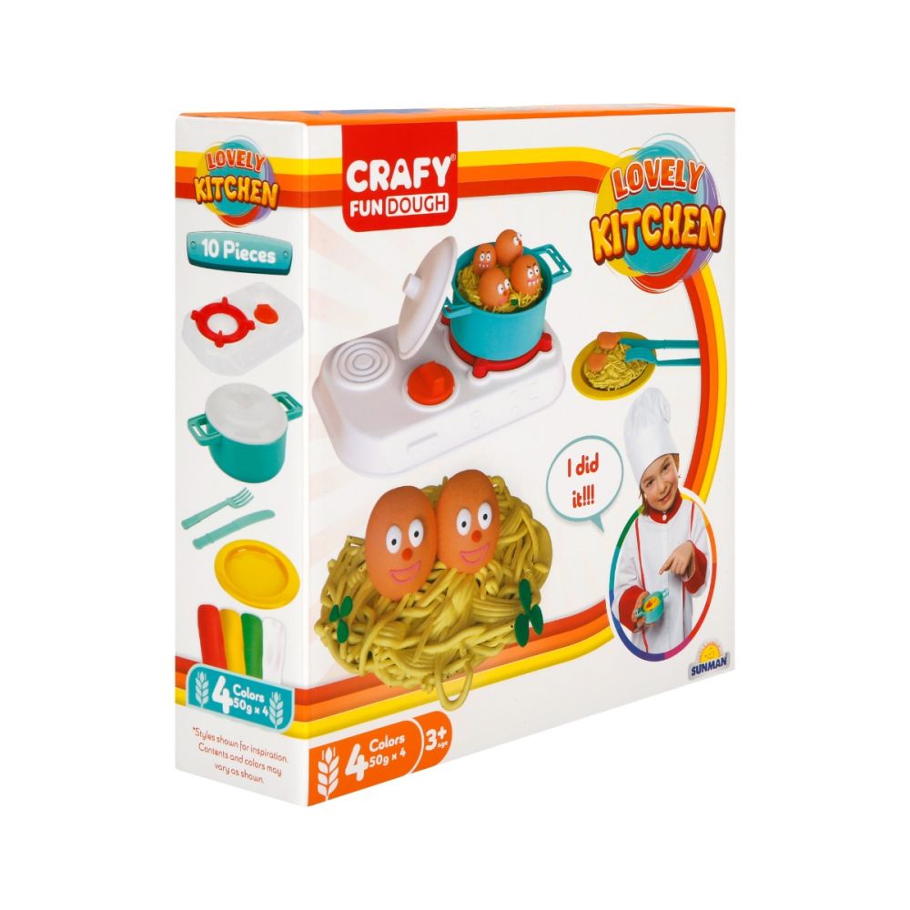 Set de modelare din plastilina, pentru bucatarie, Crafy, 10 piese, 200 g