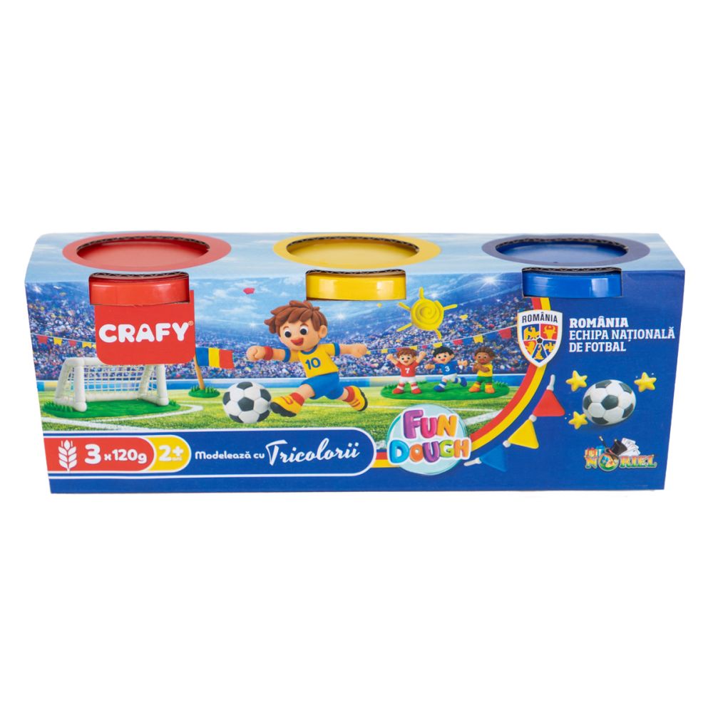 Set plastilina 3 culori Crafy, Echipa Nationala de Fotbal a Romaniei, 360 g