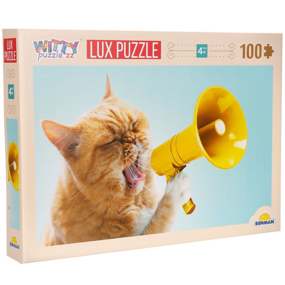 Puzzle Luxury, Witty Puzzlezz, Pisica cu megafon, 100 piese