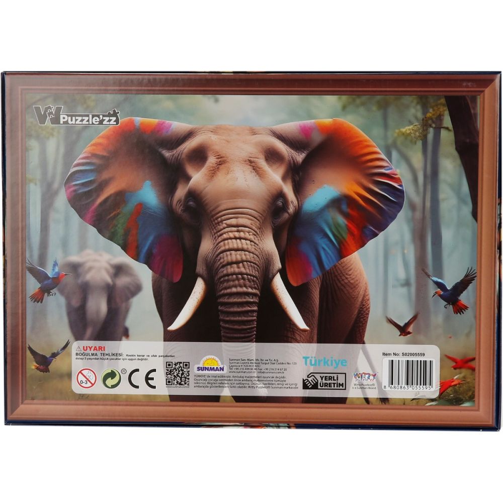 Puzzle Witty Puzzlezz, Elefant cu urechi colorate, 250 piese