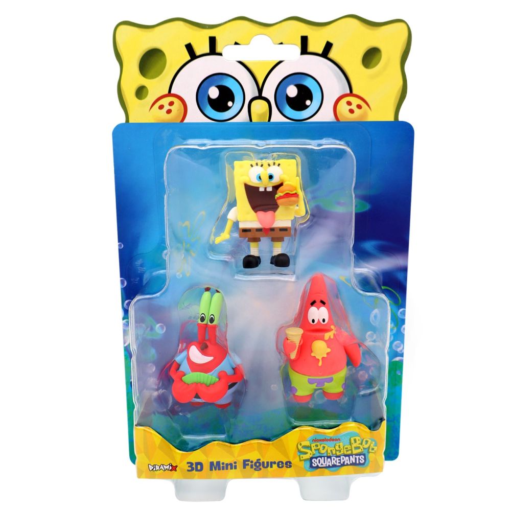 Set 3 mini figurine 3D, SpongeBob SquarePants, 3D