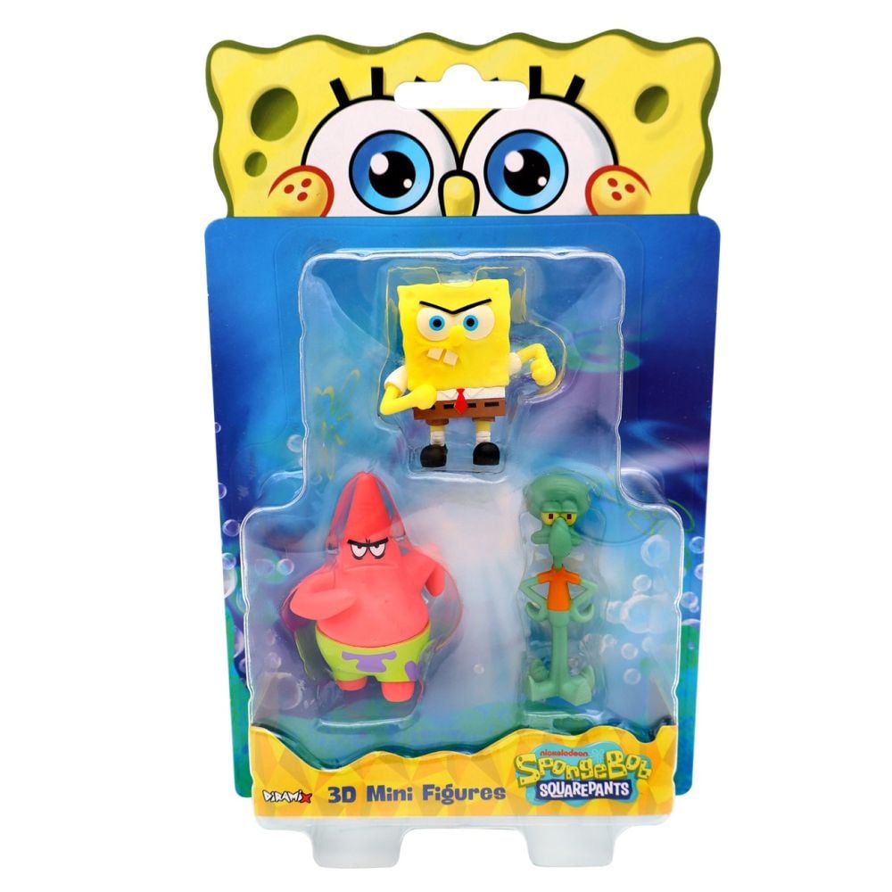 Set 3 mini figurine 3D, SpongeBob SquarePants, 3D