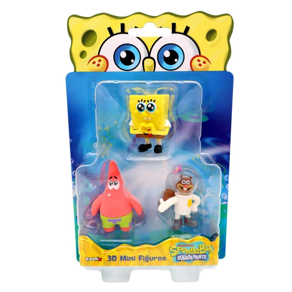 Set 3 mini figurine 3D, SpongeBob SquarePants, 3D