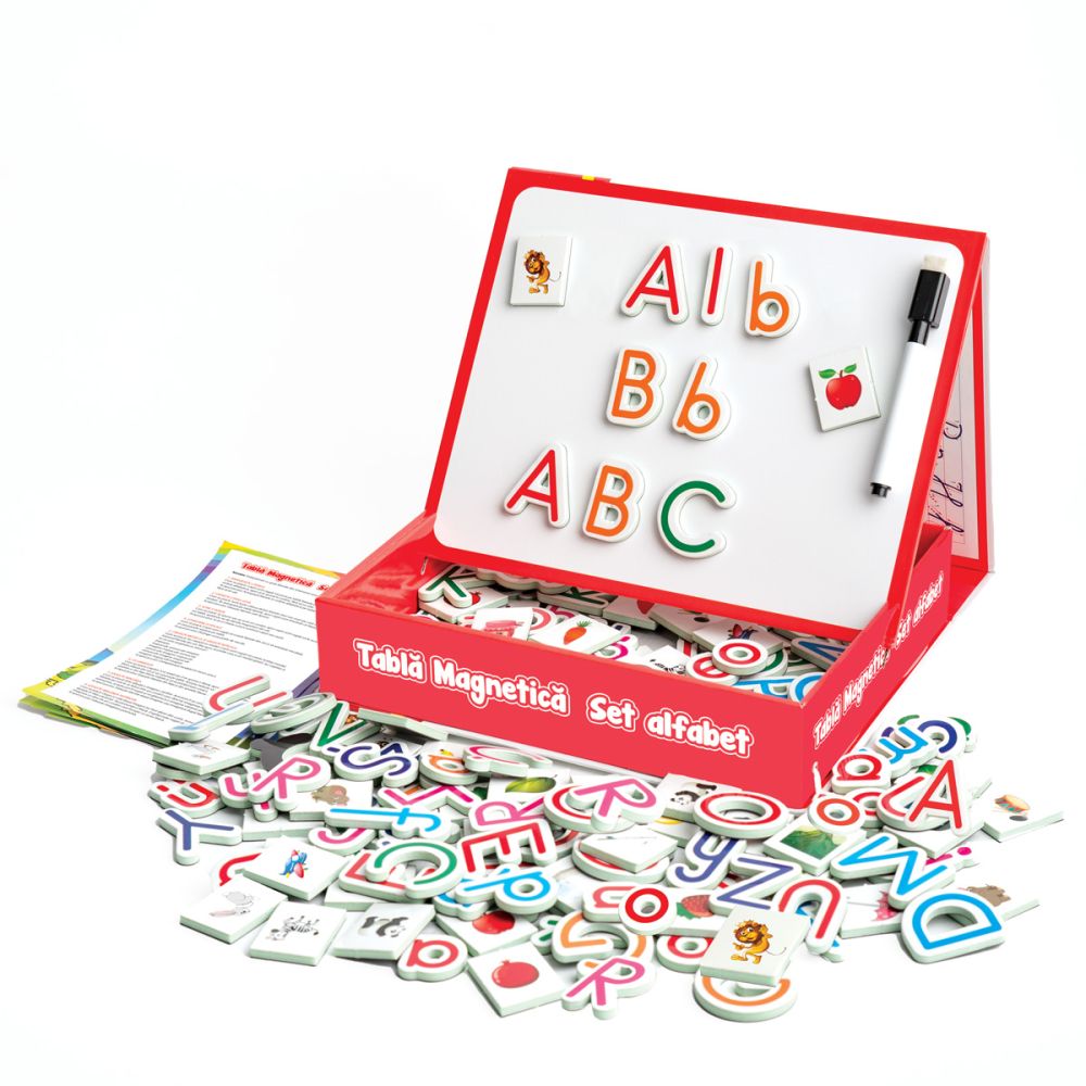 Joc educativ Smile Games, Alfabetul pe tableta magnetica, 97 piese