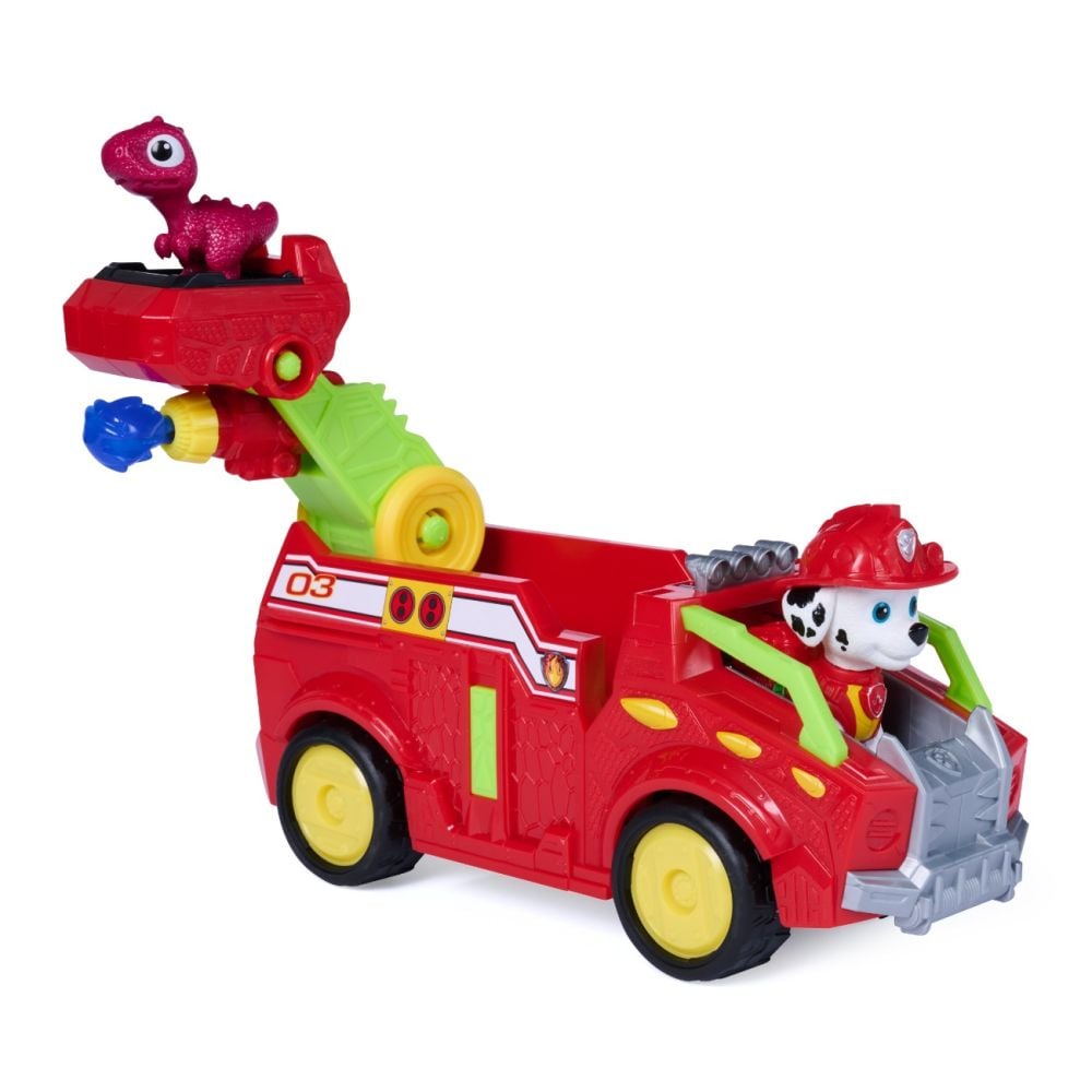 Vehicul de salvare cu figurina, Paw Patrol, Dino Rescue Fire Truck, Marshall, 6075757