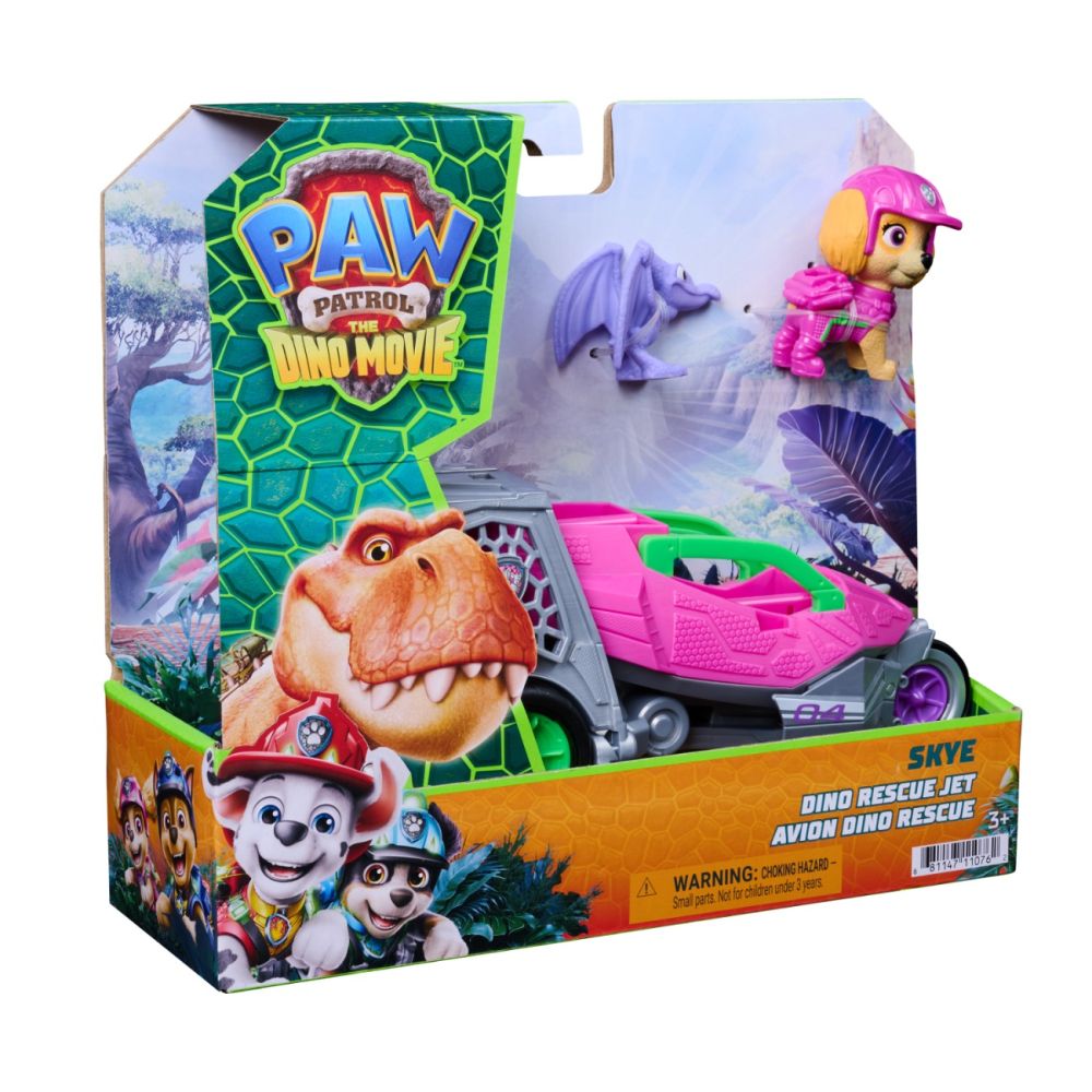 Vehicul de salvare cu figurina, Paw Patrol, Dino Rescue Jet, Skye, 6075758