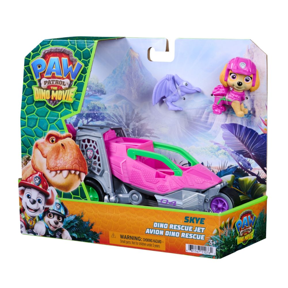Vehicul de salvare cu figurina, Paw Patrol, Dino Rescue Jet, Skye, 6075758