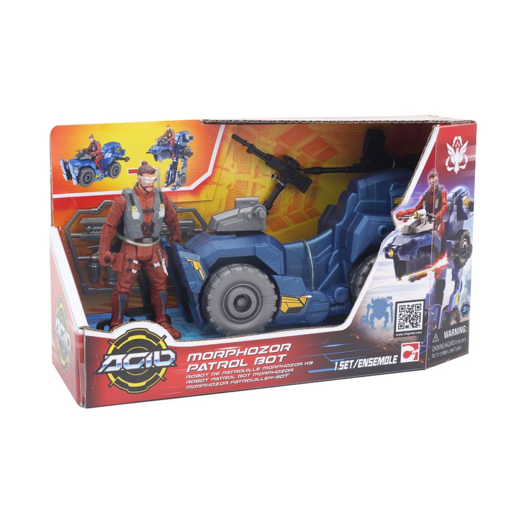 Set de joaca figurina cu vehicul transformabil, ACID, Morphozor Patrol Bot