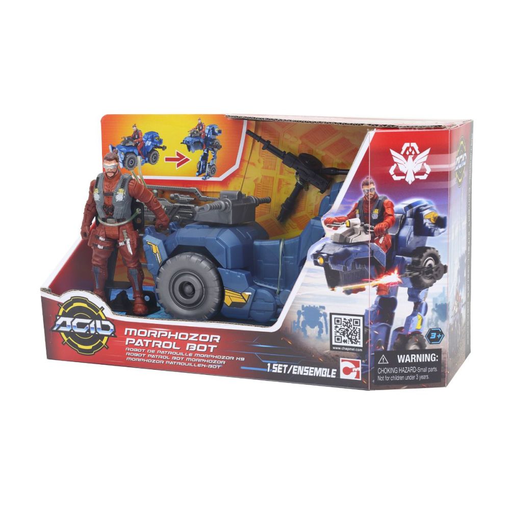 Set de joaca figurina cu vehicul transformabil, ACID, Morphozor Patrol Bot