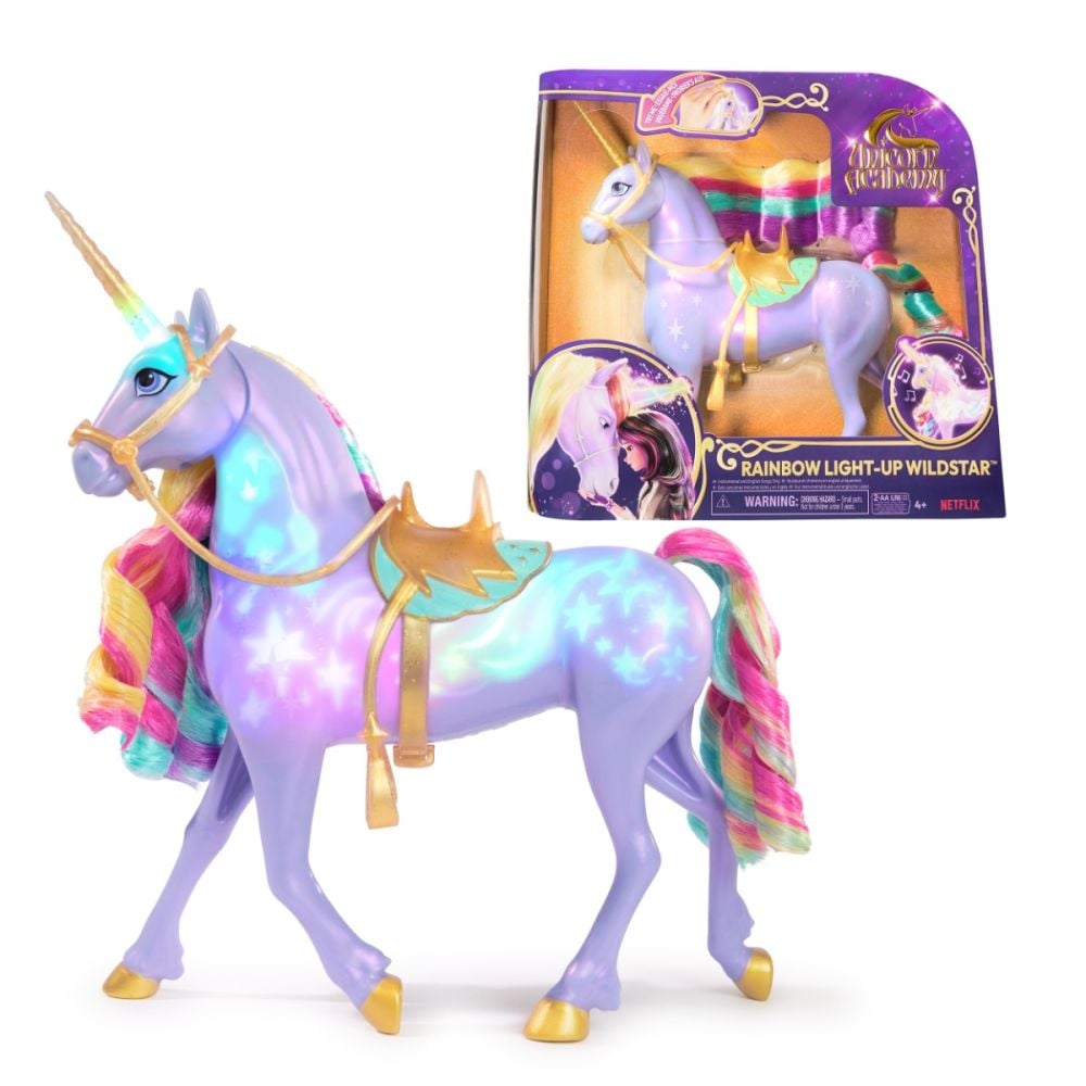 Figurina unicorn cu lumini curcubeu, Unicorn Academy, 6071157