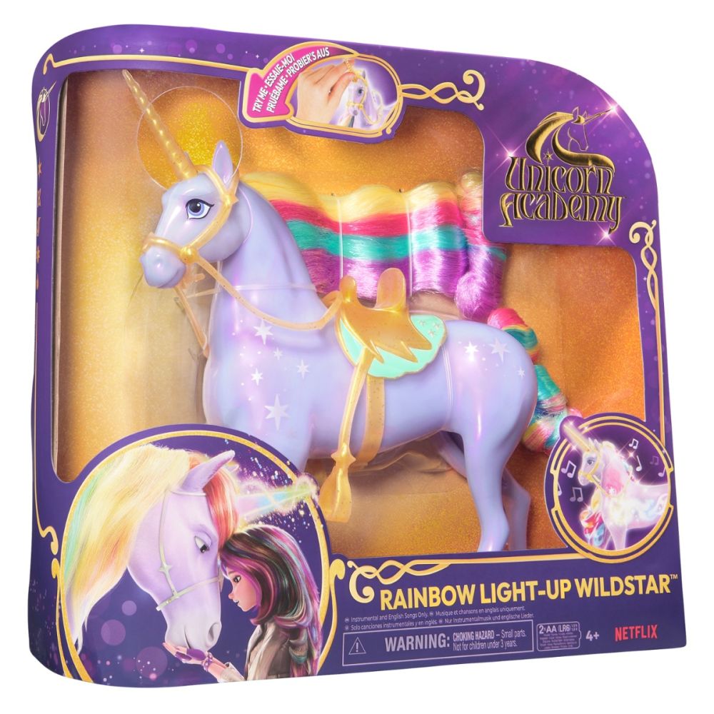 Figurina unicorn cu lumini curcubeu, Unicorn Academy, 6071157