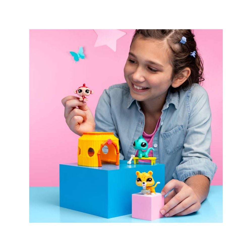 Set de joaca cu 3 figurine, Littlest Pet Shop, Tiki Jungle