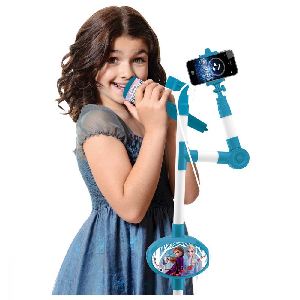 Microfon cu stativ, selfie stick si efecte luminoase, Disney Frozen 2