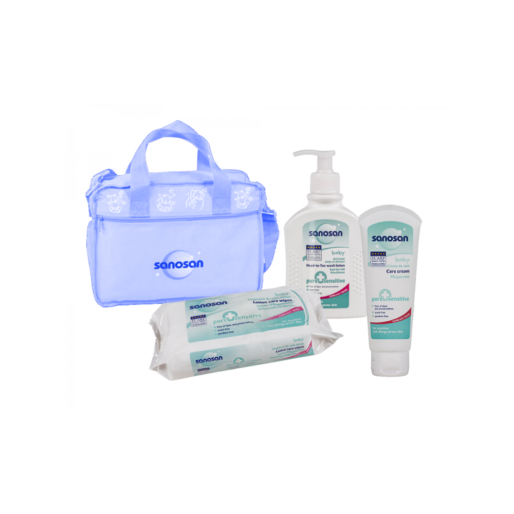Set Sanosan, Contine gentuta, lotiune de baie, crema de ingrijire si servetele